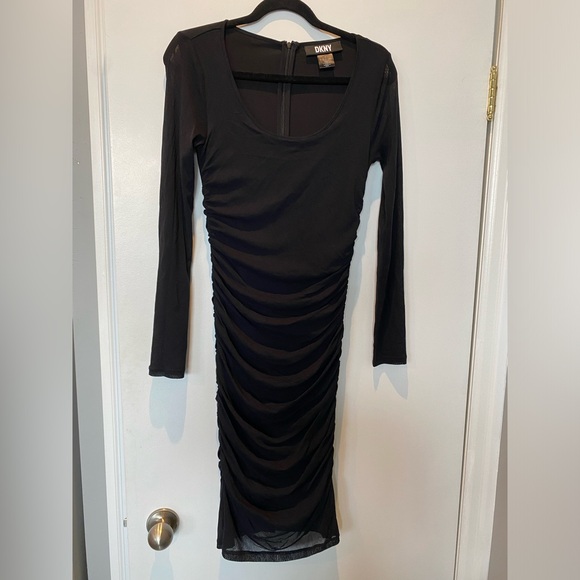 DKNY, ruched mesh dress ,SM, black, NWT - Picture 2 of 7